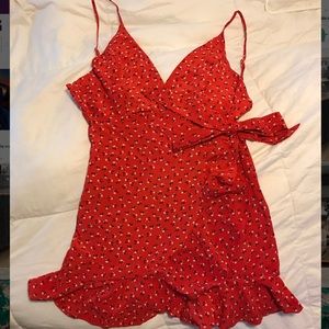 Red floral dress